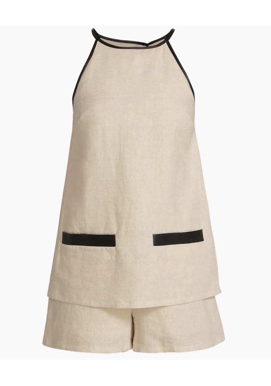 Staud Matheo Linen Romper Beige Elegant Quiet Luxury Riviera